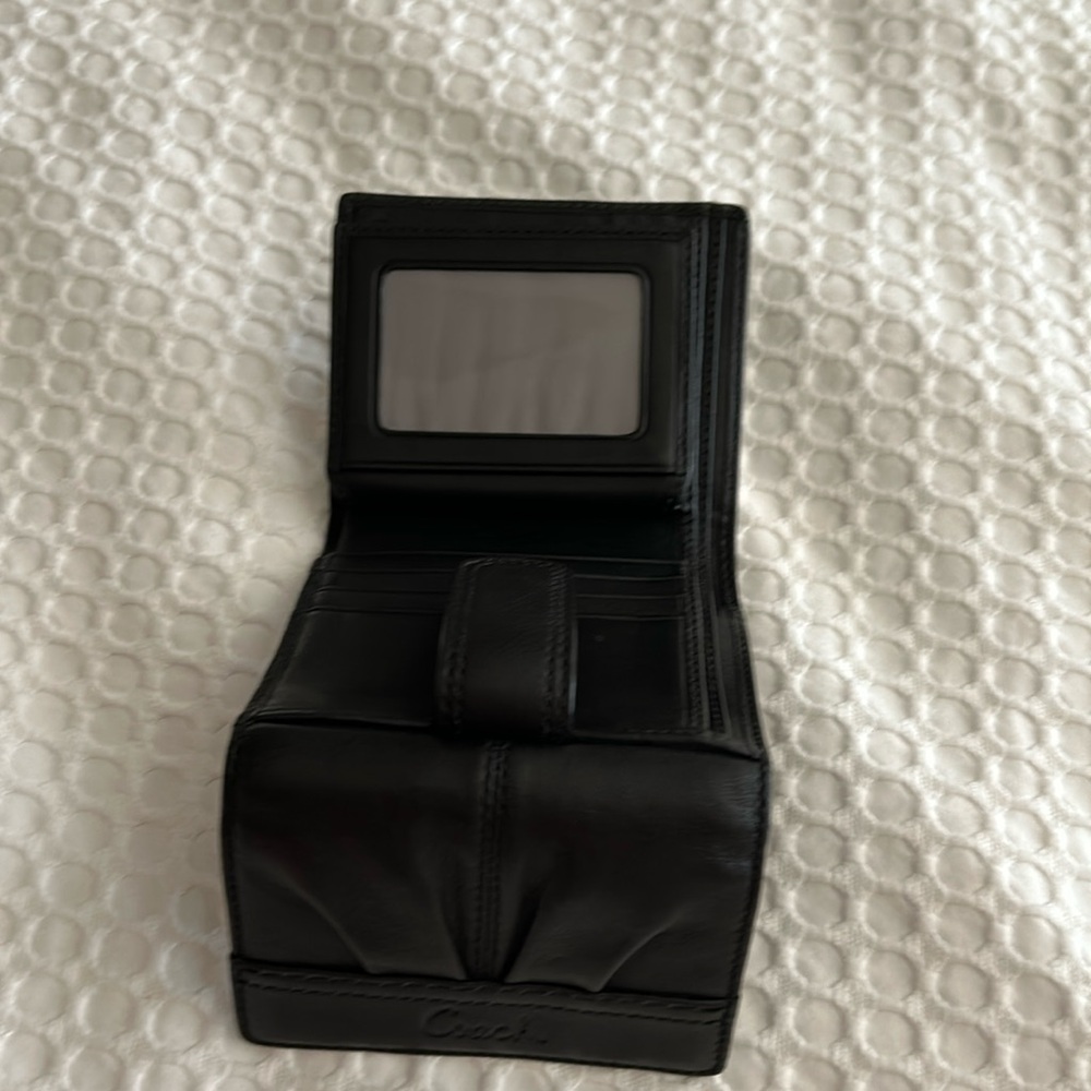 Coach all leather wallet with ID flap